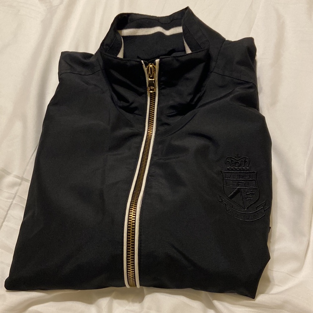 Lauren Ralph Lauren Black Utility Vest Gold Zip Logo Minimal Chic XL Lightweight - Picture 15 of 15